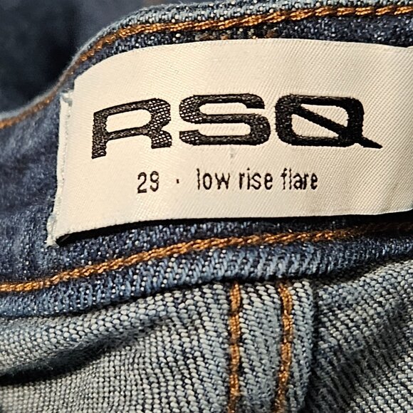 RSQ Low Rise Flare Jeans Womens Size 24 Bell Bottom Dark Wash Denim Pants - Picture 4 of 5
